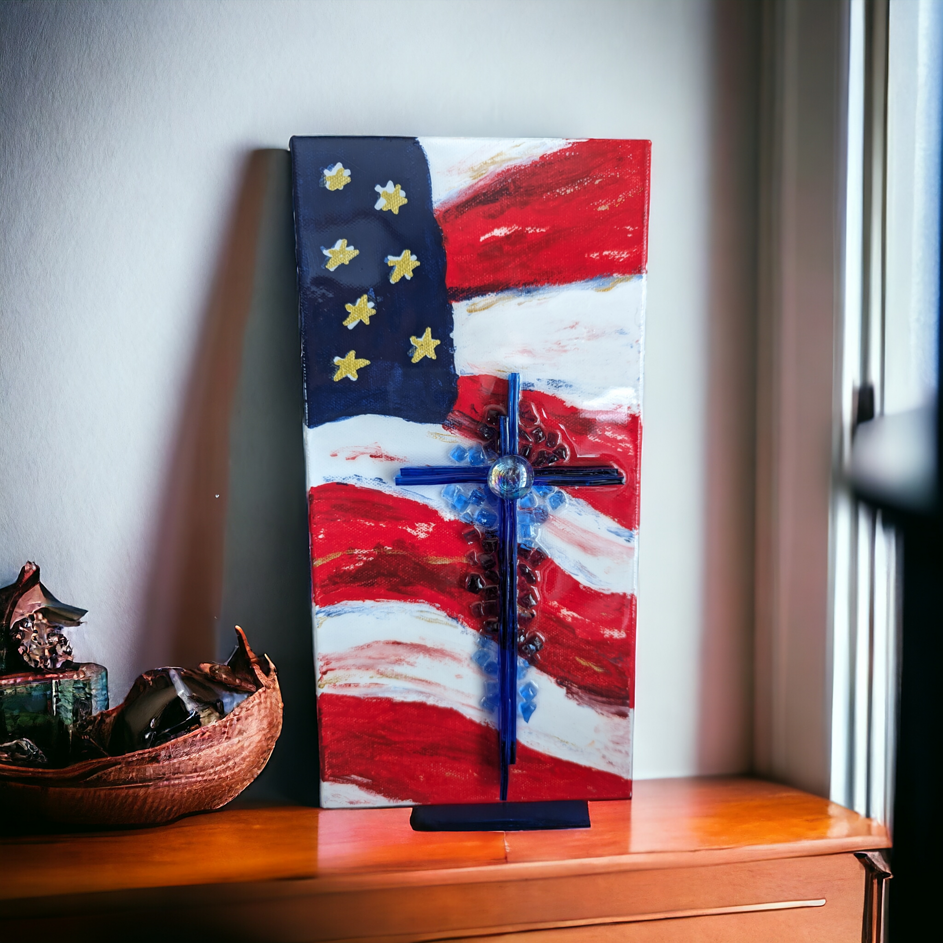 American Flag with Cross **SOLD**